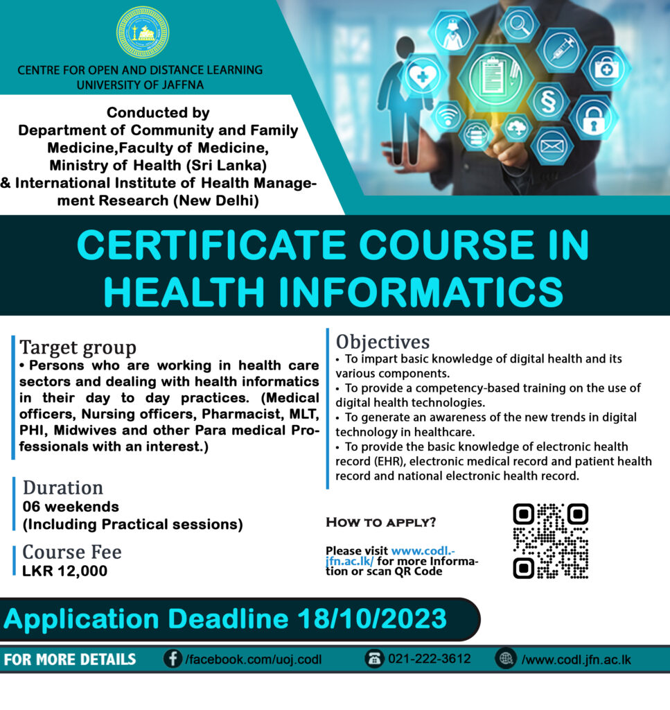 Certificate Course in Health Informatics Center for Open and Distance